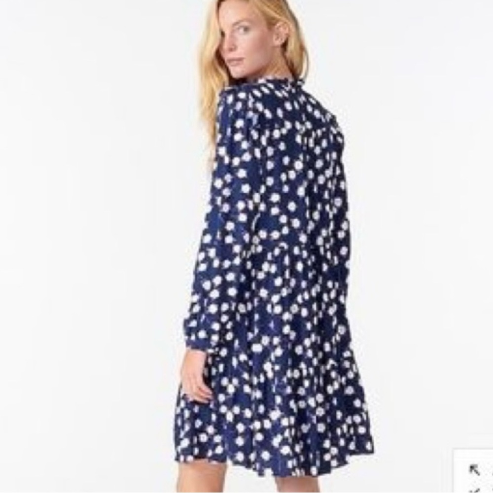 J. Crew Tie Neck Tiered Dress Floral Scattered Peony Print Small NWOT - Picture 5 of 15